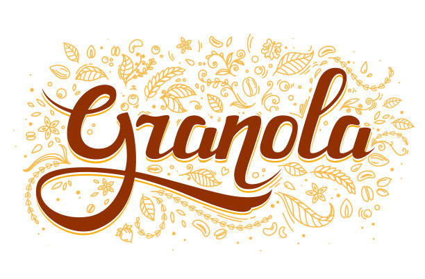 格兰诺拉麦片食品标签的燕麦什锦食品图片下载