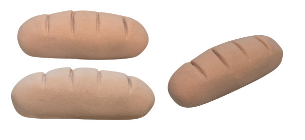 棕色法棍面包，在白色孤立背景上用橡皮泥制成的面包图片下载