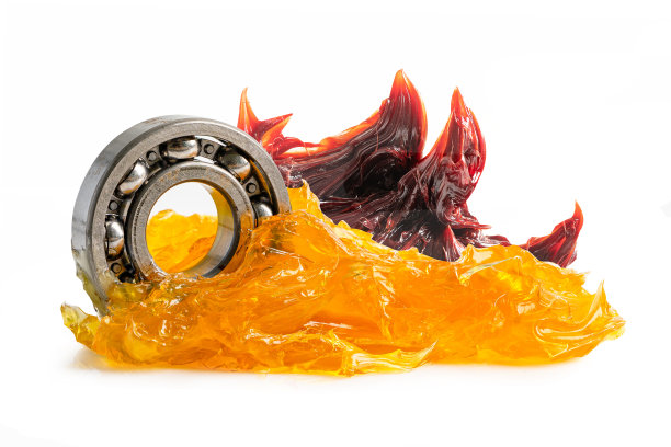 不锈钢球轴承与润滑脂锂机械润滑汽车和工业隔离白色背景。图片下载