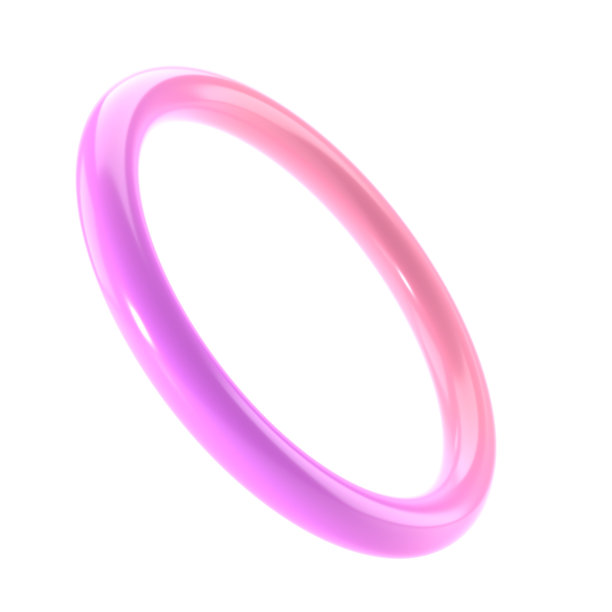 三维物体抽象形状金属薄甜甜圈几何。现实光滑的粉红色和丁香渐变颜色豪华模板装饰设计插图。极简主义明亮的模型与剪辑路径隔离图片下载