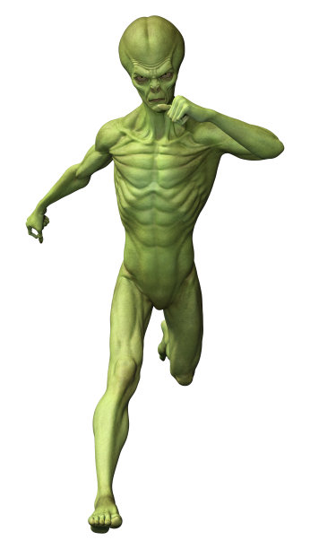 白色上的绿色外星人的3D渲染图片下载