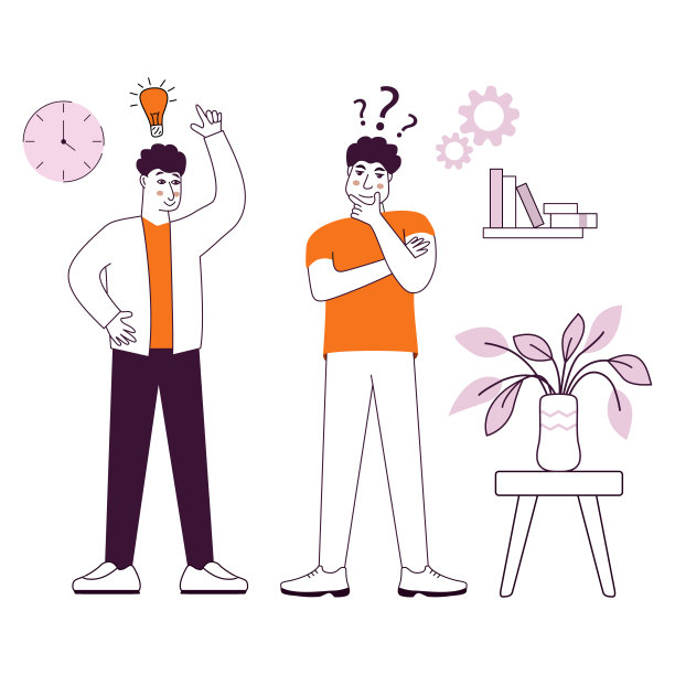 人们说话和思考办公室。两个人谈话。商人讨论社交网络。头脑风暴涂鸦手绘元素。图片下载