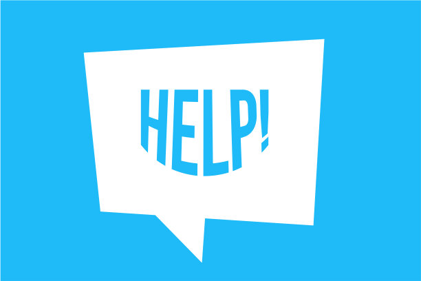 白色盒子上的蓝色帮助标志图片下载