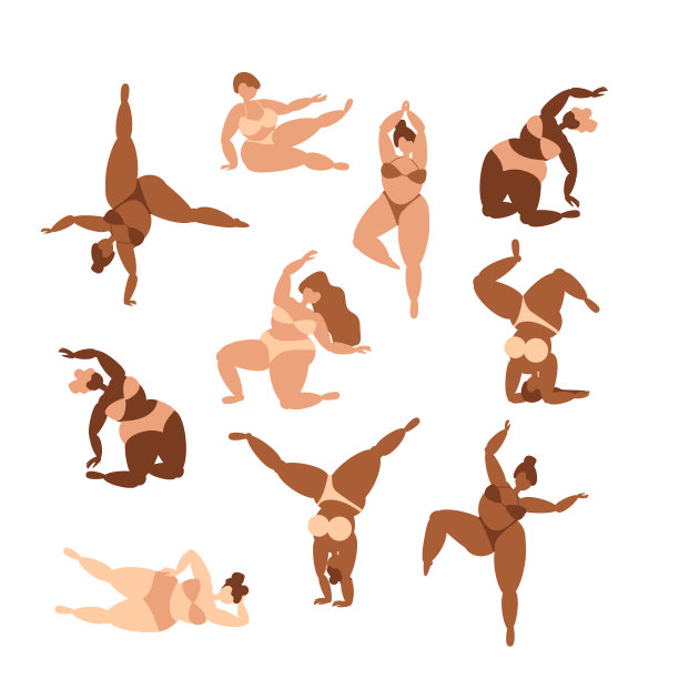 穿着泳装做瑜伽的波西米亚曲线女孩图片下载