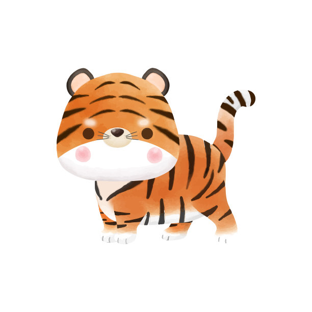 可爱的小老虎水彩国际老虎日矢量插图孤立的白色背景图片下载