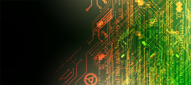 技术和科学主题的抽象背景。使用数字代码的各种技术细节。图片下载