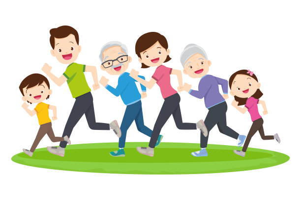 快乐家庭体育活动。妈妈，爸爸和孩子在家里做早操图片下载