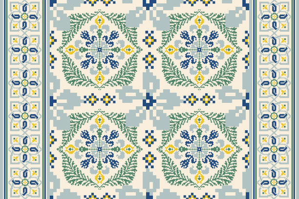 锦缎花十字绣图片下载