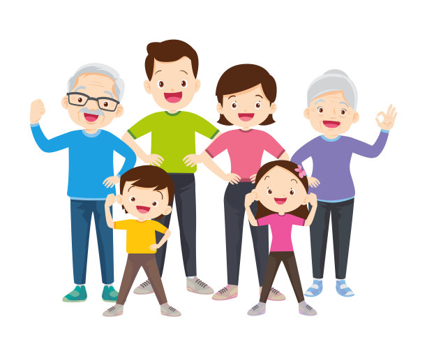 快乐家庭体育活动。妈妈，爸爸和孩子在家里做早操图片下载