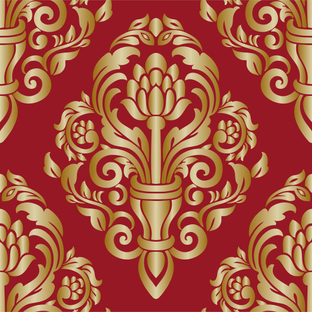 矢量复古花卉无缝图案元素。无缝锦缎图案。矢量图图片下载