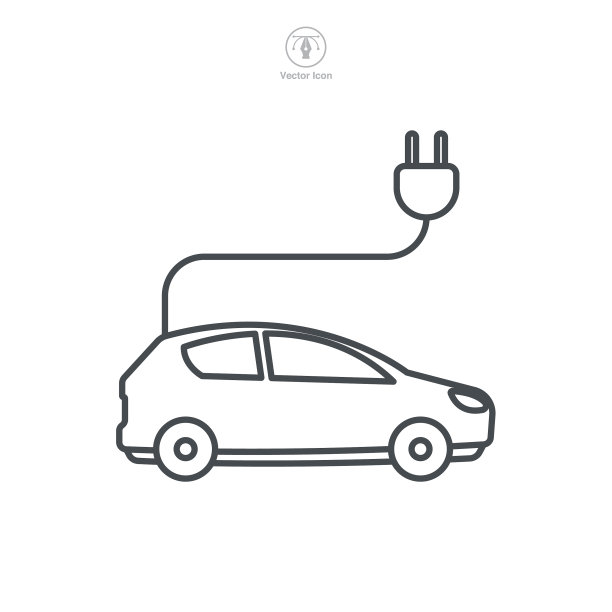 电动汽车混合动力汽车图标符号模板图片下载