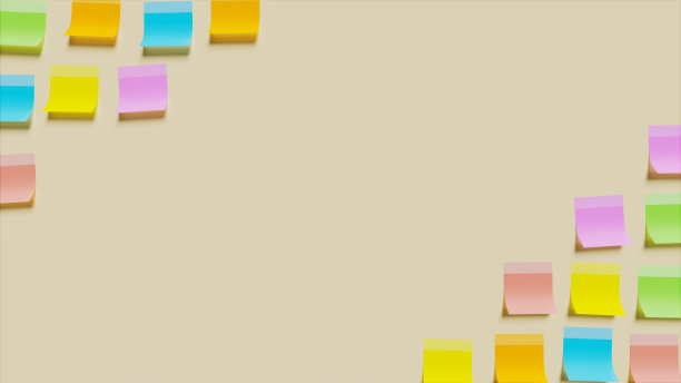 奶油墙，工作和组织主题的便利纸三维插图图片下载