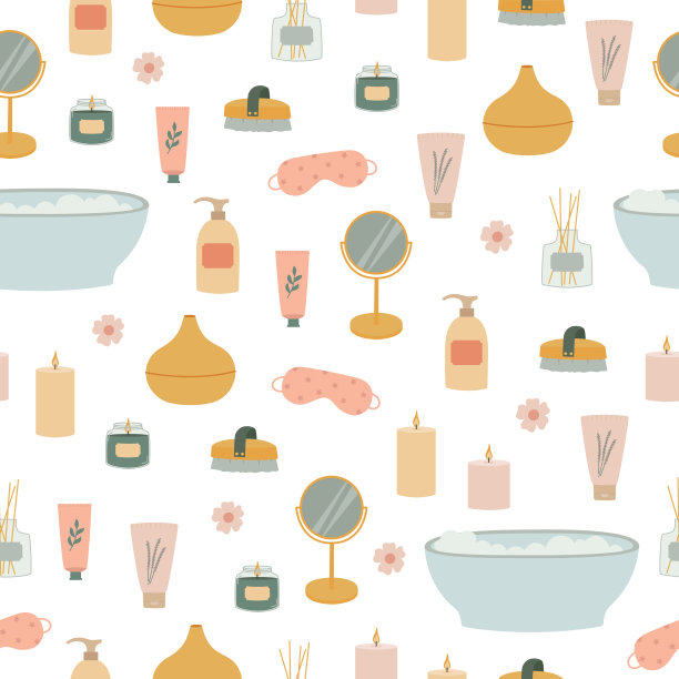 化妆品无缝花纹。图片下载
