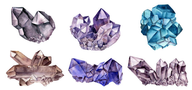 水彩画水晶宝石图片下载