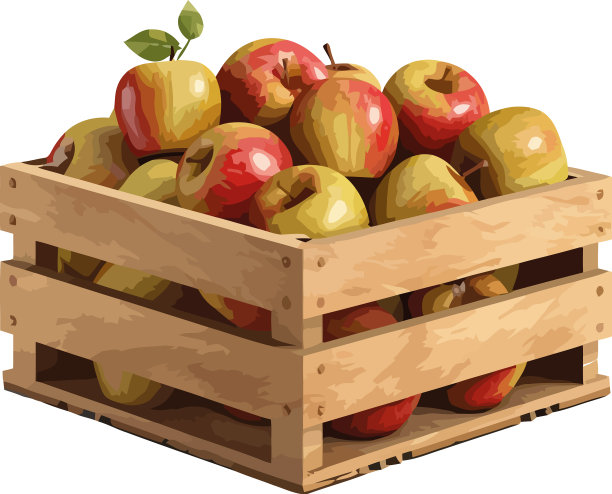 木箱里多汁的苹果象征着丰收图片下载