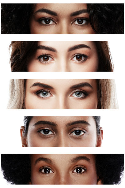 不同种族的女性特写眼睛拼贴画图片下载