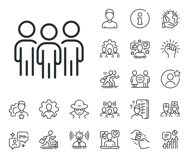 群组线路图标。商业团队星座。专家，医生和工作竞争。向量图片下载