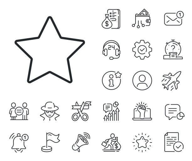 星形线图标。最佳排名标志。工薪族，性别平等，警铃响。向量图片下载