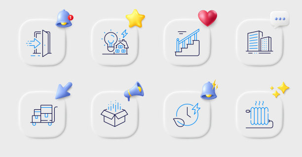 入口，建筑物和散热器线图标。对于web应用程序，打印。向量图片下载