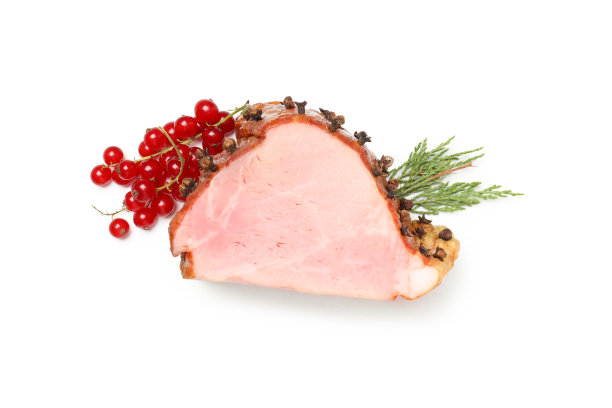 美味食物的概念，火腿，孤立在白色背景上图片下载