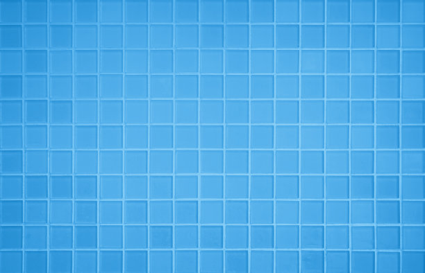 蓝色光陶瓷墙方格和地砖马赛克背景在浴室，厨房。设计图案几何配网格壁纸纹理装修池。简单无缝抽象表面干净。图片下载