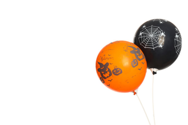 万圣节心情概念，万圣节气球，孤立在白色背景上图片下载