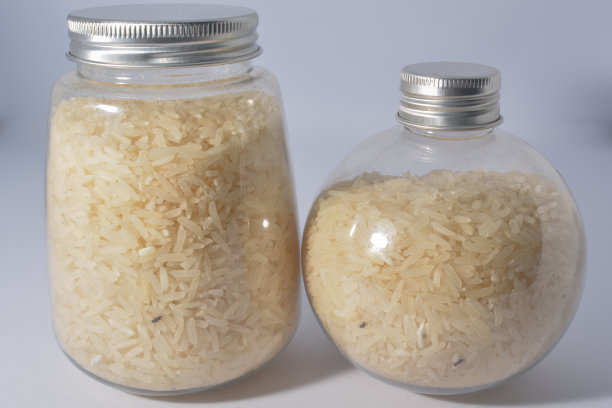 大米象鼻虫在一个透明的瓶子里图片下载