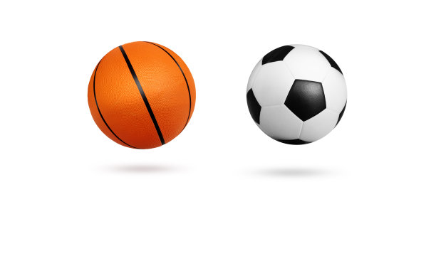 足球和篮球是分开的。文件包含一个剪辑路径。图片下载