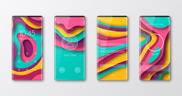 现代智能手机模板孤立的白色UI和时尚的背景图片下载