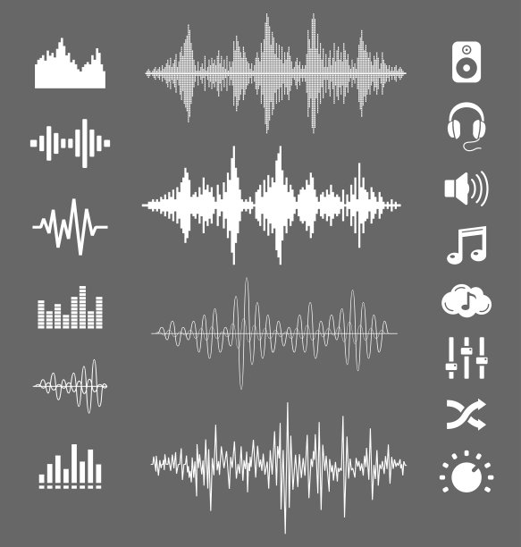 声波和图标-向量集图片下载