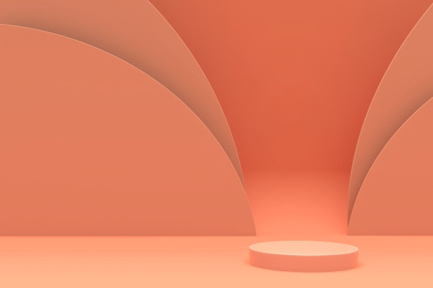 站着几何原形的讲台。最小的场景。产品展台广告背景设计。三维渲染图片下载