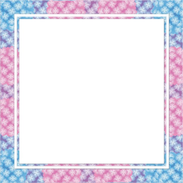 彩色绣球花图案框架图形库存图片下载