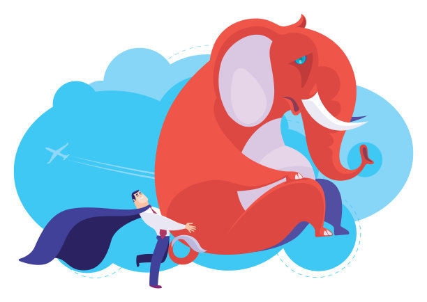 超级英雄商人背着大象图片下载