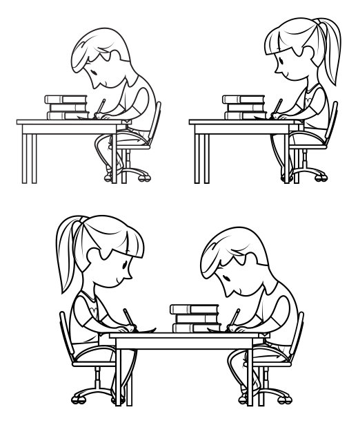 黑人和白人的孩子都在做作业图片下载