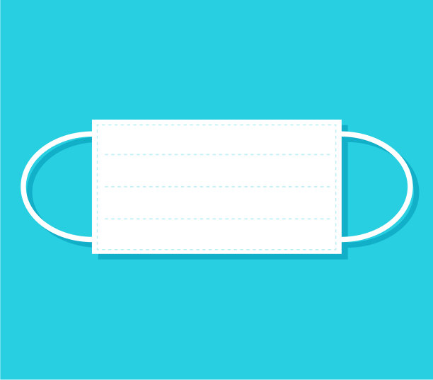 蓝色背景上的白色医用口罩图标图片下载