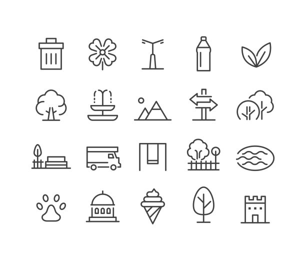 城市公园图标集-经典线系列图片下载