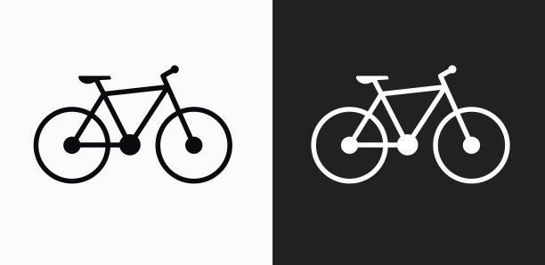 自行车图标上的黑色和白色矢量背景图片下载