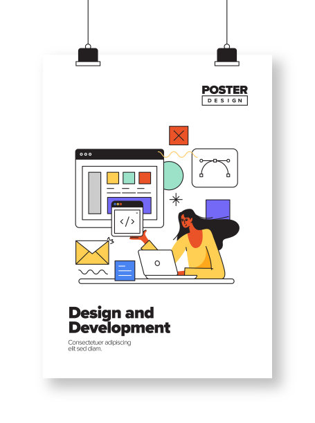 海报，封面和横幅的设计和开发概念图片下载