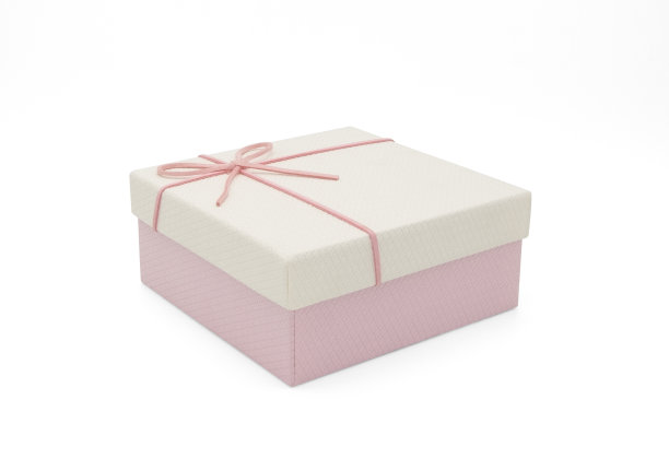 粉色礼盒和皮革丝带蝴蝶结孤立在白色背景与剪接路径使用的情人节，快乐的妇女节，母亲节，生日，婚礼，圣诞节。图片下载