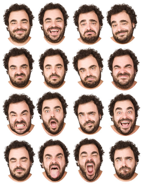 男人卷头发和胡子收集16个表情图片下载