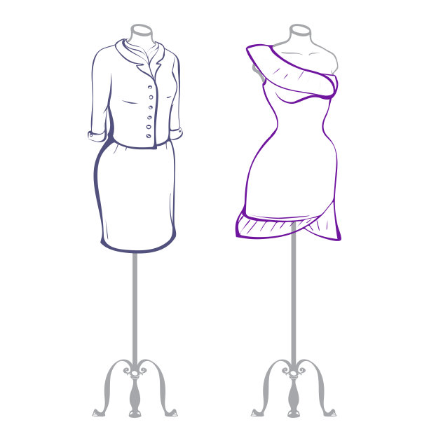 商务套装和穿着女装的人体模型做成缩略图样式图片下载