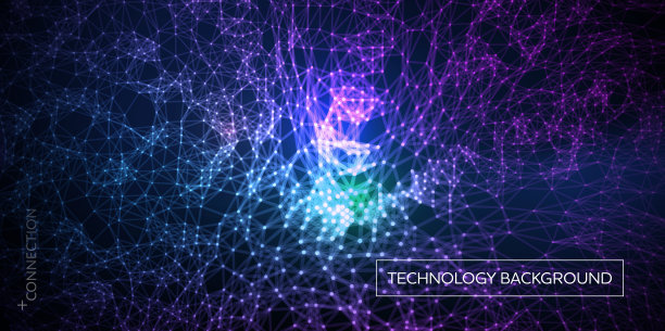 抽象科技背景：网络粒子3D网格表面图片下载