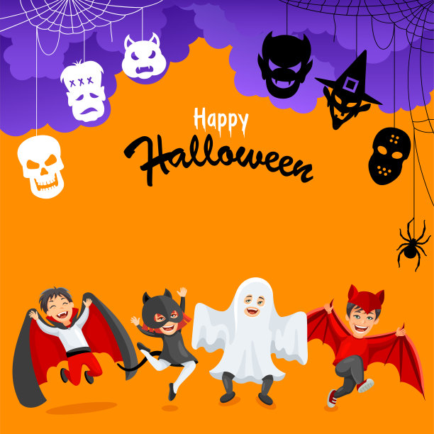 万圣节之夜。方的海报。图片下载