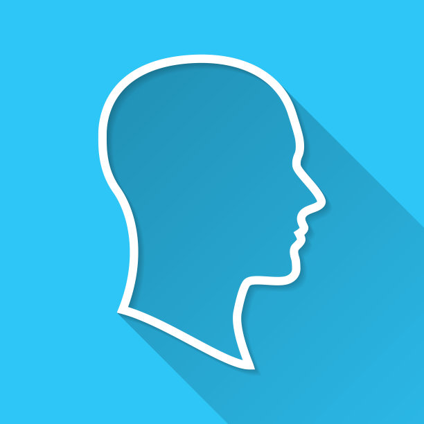 概要文件。蓝色背景上的图标-长阴影平面设计图片下载