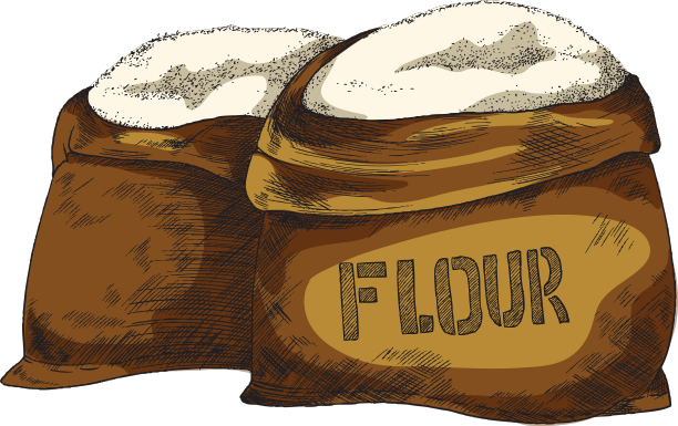 手工制作的面粉袋用于烘焙图片下载
