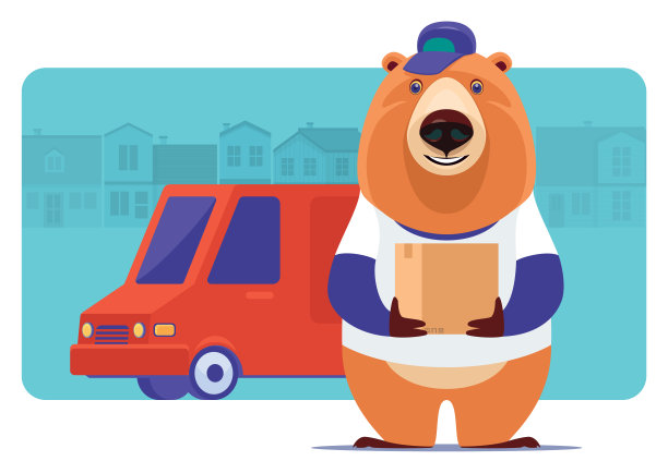 带小货车的快递熊箱图片下载