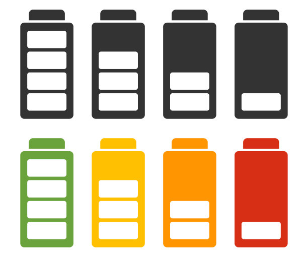 电池图标集。能量水平的象征。标志充电器智能手机矢量。图片下载