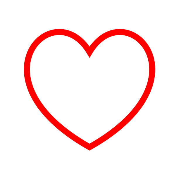 最小的平面心形图标由一个单一的路径和仅仅两个锚点图片下载