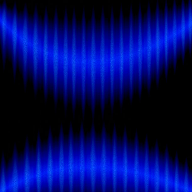 黑色背景上深蓝色的振荡声波。波声霓虹矢量背景。图片下载