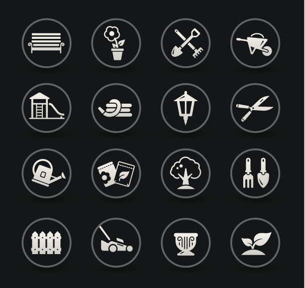 花园和园艺图标|黑色图片下载